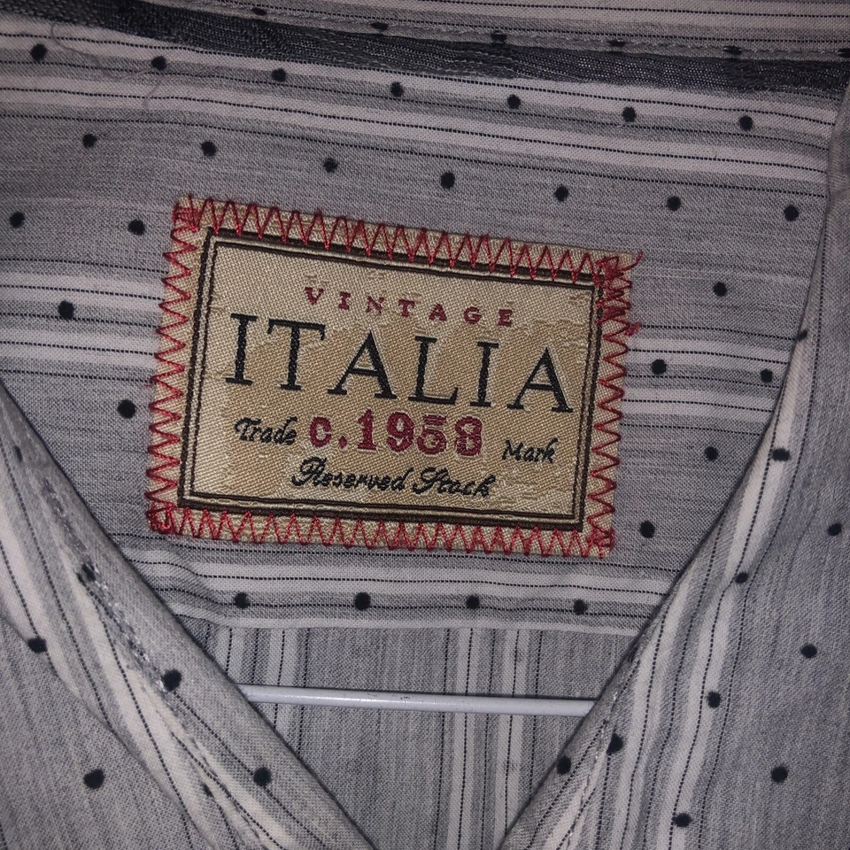 Camisa vintage Italia c.1958 para hombre XXL GRIS/BLANCO PATRÓN USADA MANGA LARGA Foto 2 de 4