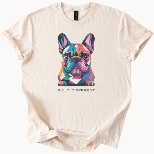 Colorful French Bulldog Geometric Dog Art Graphic Tee Cute Frenchie Shirt