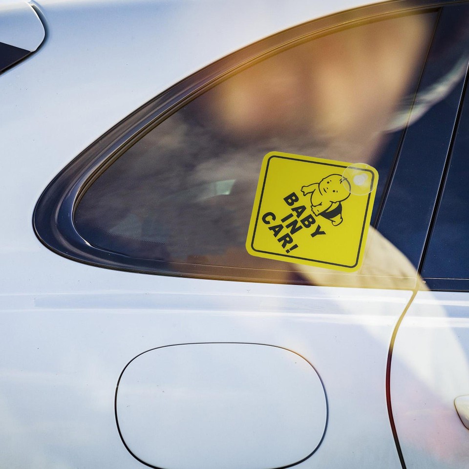 Baby On Board Sign With Suction Cup Car Window Yellow REFLECTIVE