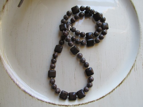 Snow Flake Obsidian and Antique Jasper Necklace, Handmade, Gift for her, Unique - Picture 2 of 11
