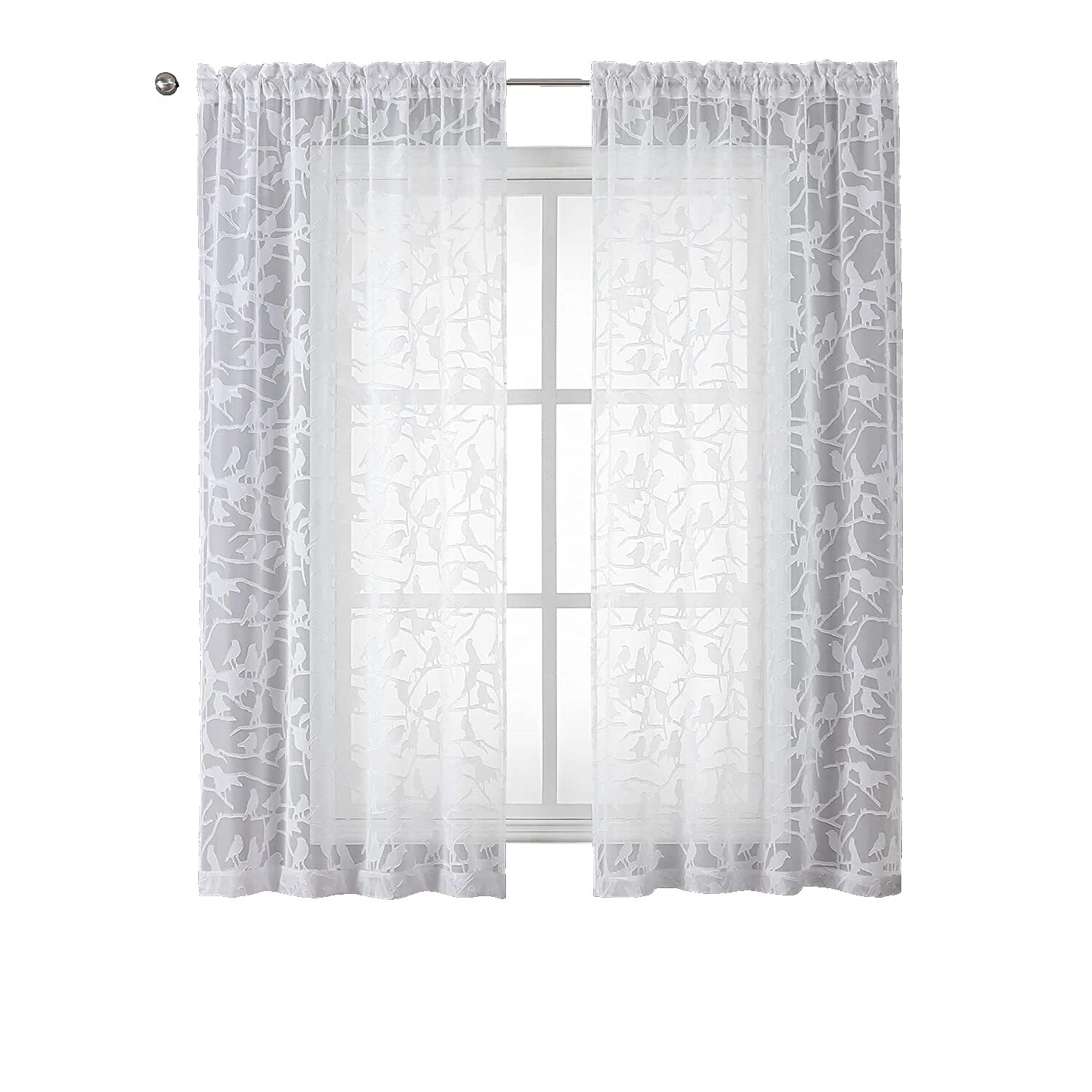 Cortinas, cortinas y cenefas de campo blancas de poliéster