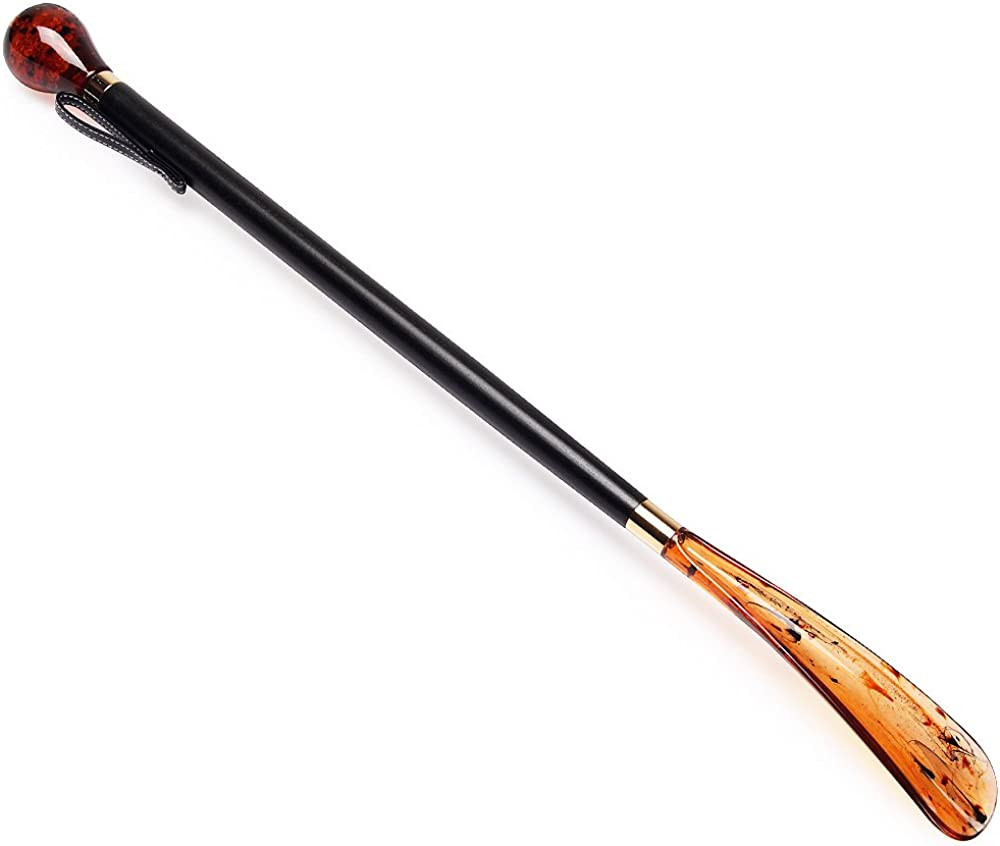Footfitter Horn-Style Long-Handled Shoe Horn, Knob 23", Tortoiseshell