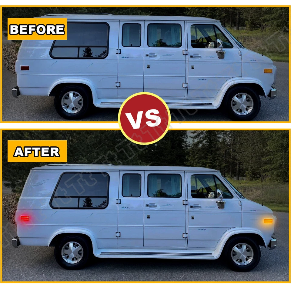 For 1985-1995 Chevy G10 G20 GMC G1500 G2500 Front Rear LED Side Marker Light Set - Image 4 of 4