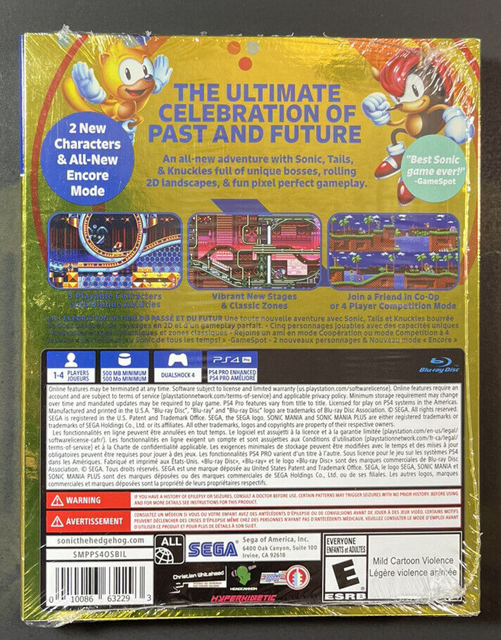 Sonic Mania Plus [ Bonus Edition Box Set ] (PS4) NEW