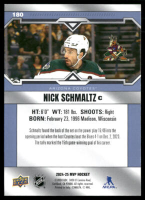 Nick Schmaltz 2024-25 Upper Deck MVP #180 Arizona Coyotes | eBay