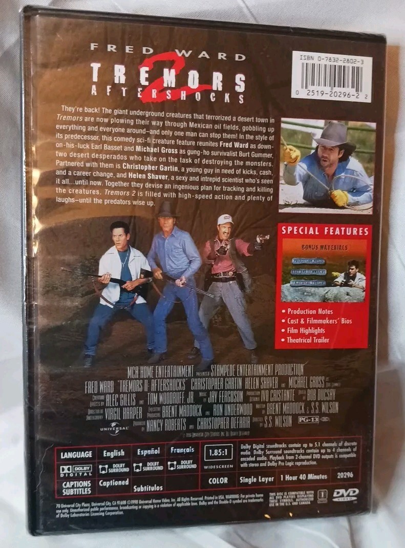 Tremors 2: Aftershocks (DVD, 1996) Fred Ward - Widescreen Loose