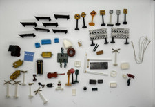 Vintage Plastic and Metal Model Railroad Train Diorama Small Tiny Signs Misc Lot