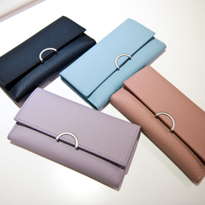Soft Slim Clutch Leather Womens Trifold Snap Button Wallet Card