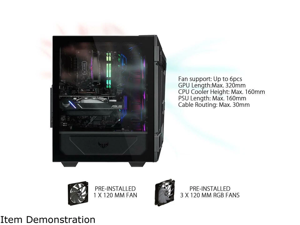 ASUS TUF Gaming GT301 Mid Tower Compact PC Case ATX Honeycomb - Image 3 of 4