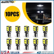 10X AUXITO T10 LED White License Plate Light Car Interior Bulbs 168 2825 194 W5W