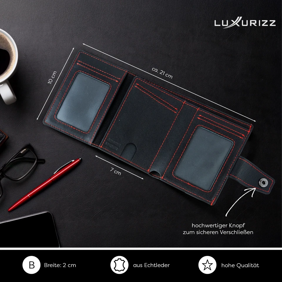 Luxurizz® Slim Wallet Mit Münzfach Rfid Schutz Portmonee Geldbörse Geldbeutel - Bild 3 von 4