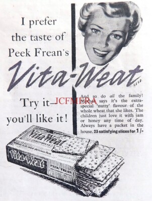 Peek Frean VITA-WEAT Knuspebrotkekse ANZEIGE #2: Kleindruck 1951 670/87