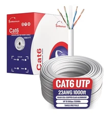 1000ft CAT6 White UTP Solid Ethernet Cable 23AWG RJ45 LAN Network Bulk Wire