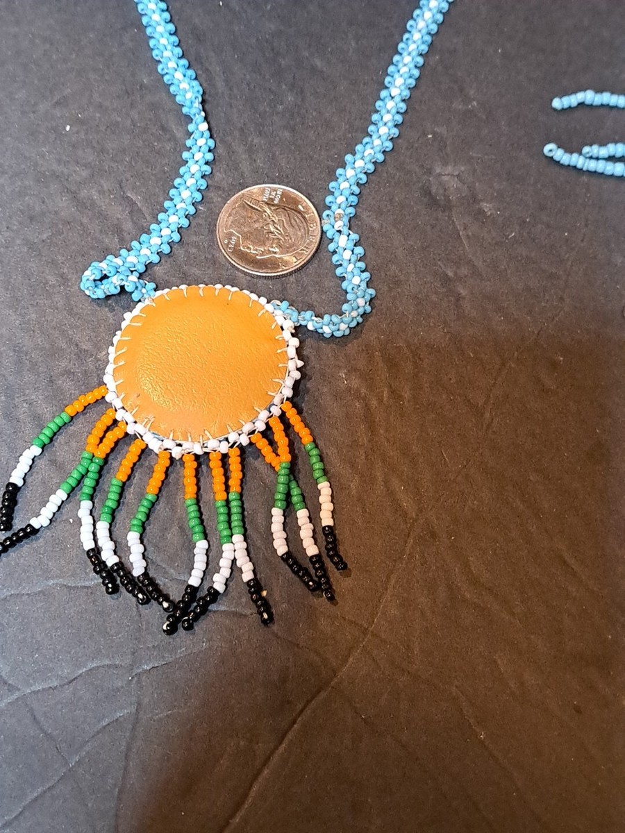 Vtg Native American Style Thunderbird Seed Beaded Pendant