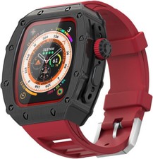 Premium Alloy Glass Film Cas Rubber Strap AP MOD KIT fr Apple Watch Ultra 2 49mm