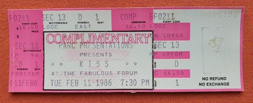 KISS UNUSED TICKET STUB 1986 LA FORUM ASYLUM TOUR
