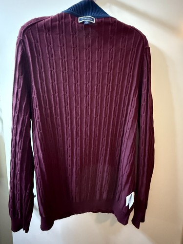 Club Room Men's 2XL 100% Cotton Zip Front Cardigan Sweater Burgundy #217 - Picture 13 of 22