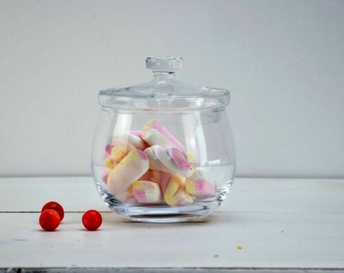 Jarro y tapa decorativos de vidrio transparente para caramelos - caja de dulces dulces pasta de cocina H15 cm - Imagen 1 de 2