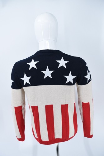 Maglione cotone Under Two Flags 2012 nuovo con etichetta ricamato RARO stelle righe bandiera taglia M - Foto 7 di 9
