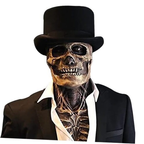 Scary Full Head Skeleton Headgear Creepy Biochemical Mask Realistic Skull Mask