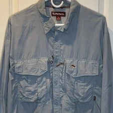 SIMMS Button Up Shirt Mens XL Blue Long Sleeve Fishing Vented Outdoors