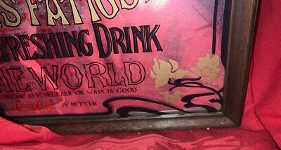 70's ORIGINAL Vintage Coca Cola Mirror Sign 