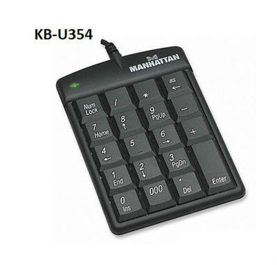 USB Ultra Slim Numeric Keypad 19-Keys, Manhattan 176354