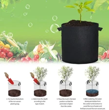10 Pk Plant Grow Bag Fabric Pot Nursery Soil Bag with Handles Thickened Nonwoven