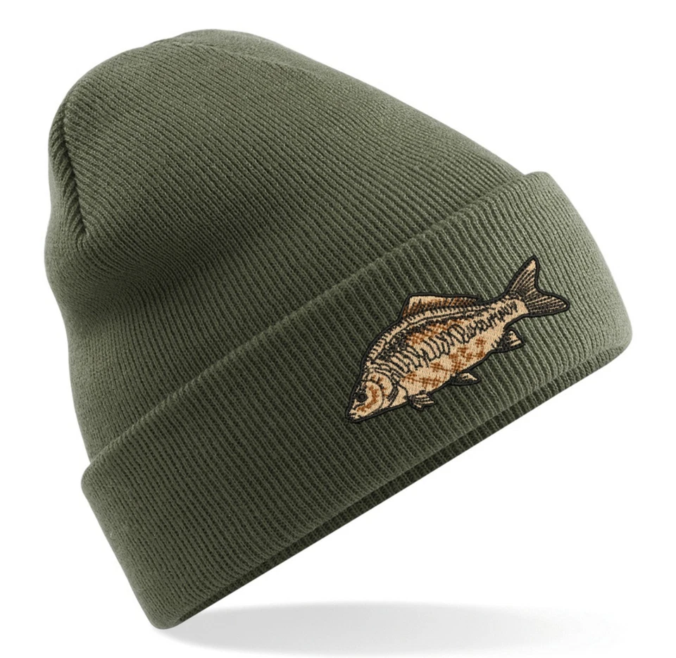 CORPORATE TOGS CARP Fishing Embroidered Beanie Hat - Common/Mirror/Specimen Logo