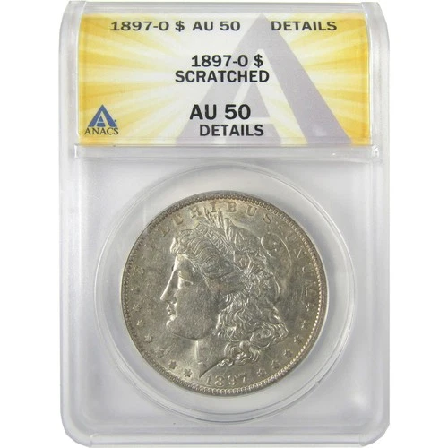 1897 O Morgan Dollar AU 50 Details ANACS Silver $1 Coin SKU:I19205