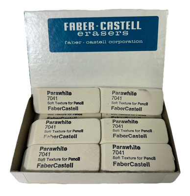 NEW Box of 12 Faber Castell Parawhite 7041 Soft Texture Pencil Erasers White