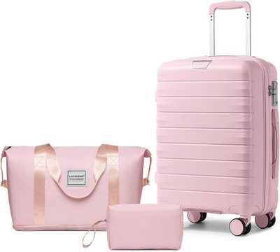 Luggage Sets 3 Piece with Duffel Bag Hardside PP Carry on Suitcase with 360° Spi