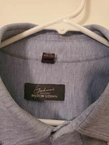 Bergdorf Goodmans Mens XL Light Blue Button Down Soft Cotton Dress Shirt - Picture 14 of 17