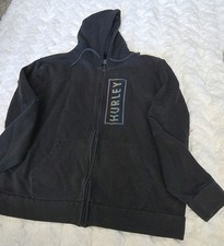 Hurley Full Zip Hooded Fleece Sweatshirt Black Boy's Regular Size L Hoodie