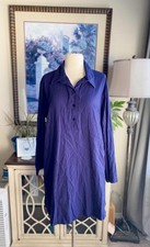 Navy Blue Long Sleeve Shirt Dress XXL