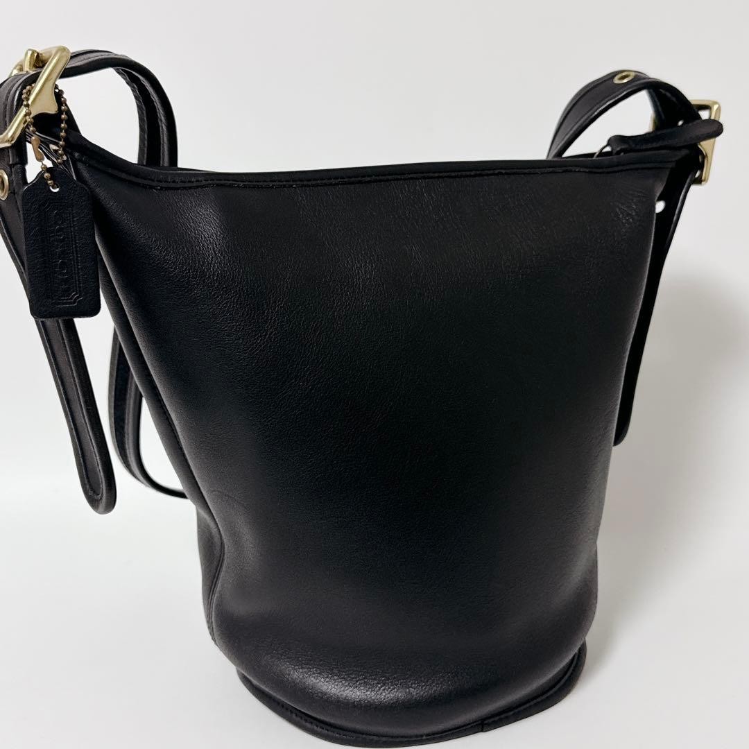 COACH 9953 Bucket Duffle Shoulder Bag Leather Black Authentic