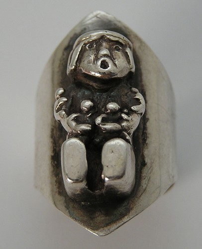 Unsigned Carol Felley Style Southwestern Storyteller Wide Band Ring 8.5 15.4g