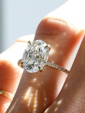 925 Sterling Silver Oval Zirconia Ring 1-5ct Engagement Wedding Women Luxury Gif