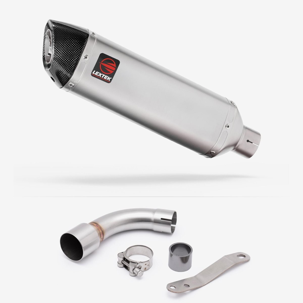 Lextek Stainless Steel VP1 Matt 300mm Exhaust with Link Pipe Silencer Chrome