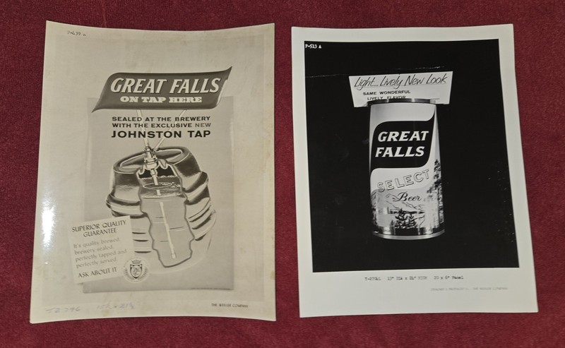 2 Vintage Weiller Still Photos Advertising Great Falls Select Beer Montana 