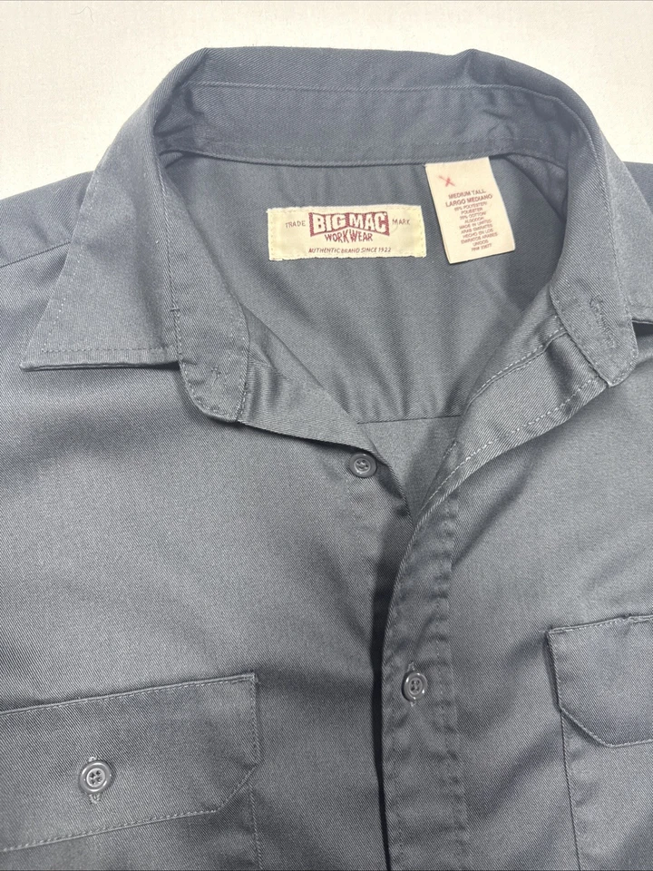 Camisa de Trabajo JCPenney Big Mac De Colección Años 70 80 Para Hombres M Alta Gris Mecánico de Garaje Foto 3 de 4