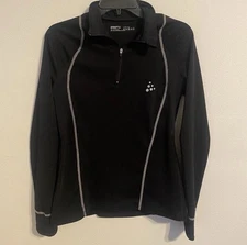 Craft CoolMax Base Layer 1/4 Zip Shirt Long Sleeve Mock Neck Black Women’s L EUC