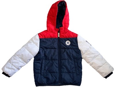 Converse Varsity Puffer Jacket Boys Size 5 Colorblock Full Zip Hooded