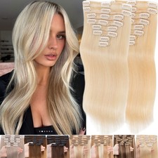 8 Pieces Clip In Hair Extensions Full Head 100 Human Real Remy Hair Extension