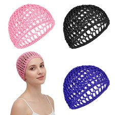 3Pcs Hair Nets for Sleeping, Soft Hair Wrap Net Elastic Crochet Hairs Net Cap...
