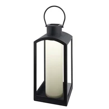 Hampton Bay Melbourne Black Dusk to Dawn Integrated LED Outdoor Solar Lantern