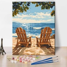 Malen nach Zahlen Erwachsene Leinwand 16x20 Zoll Meer Strand Licht