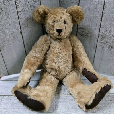 Antiker Mohair Teddybär evtl. Steiff Holz Wolle gefüllt Glasaugen 46 cm 