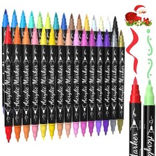TOSHARE 30 Colors Dual Tip Acrylic Paint 1 Count Pack of 30 , Multicolor