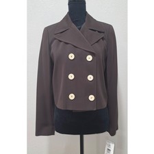 Vintage Harve Benard Brown Cropped Double Breasted Blazer Jacket Size 8